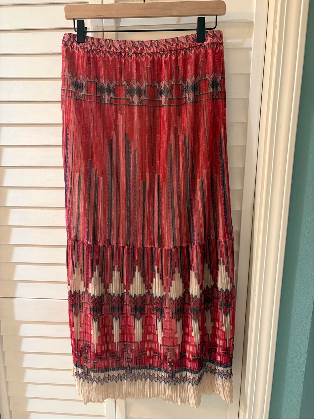 ba&sh red metallic maxi skirt